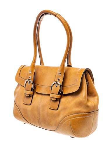 Brown Leather Tote Bag with Detachable Shoulder Strap